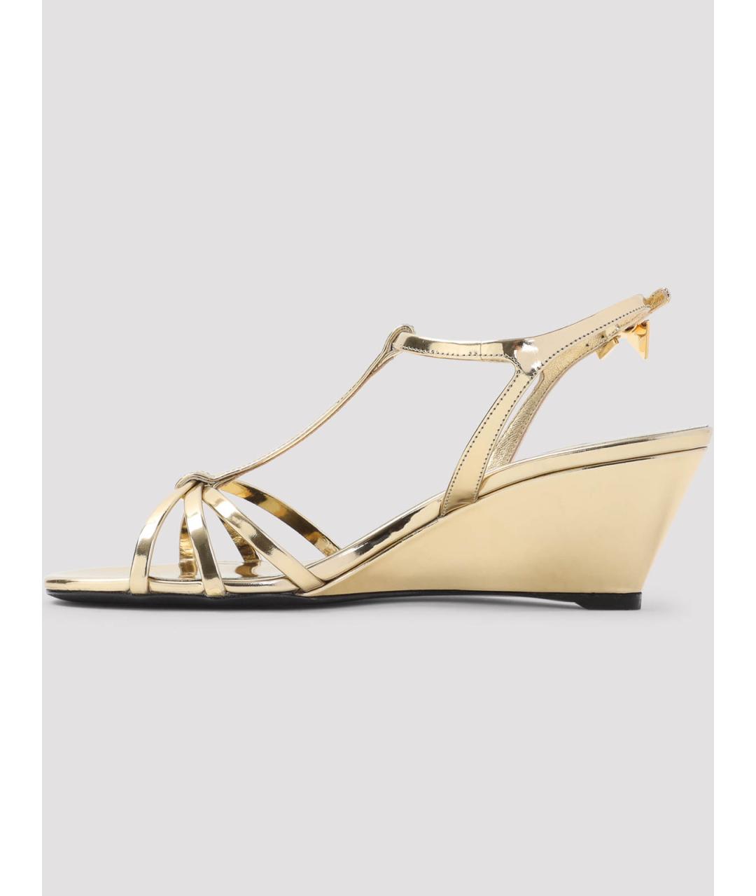 PRADA Золотые кожаные босоножки, фото 2