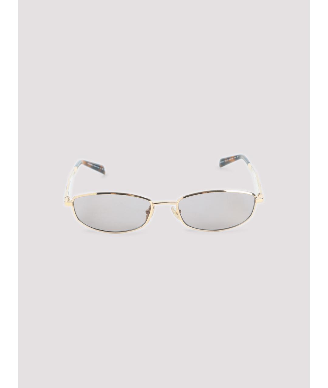 PRADA Золотые металлические солнцезащитные очки, фото 2