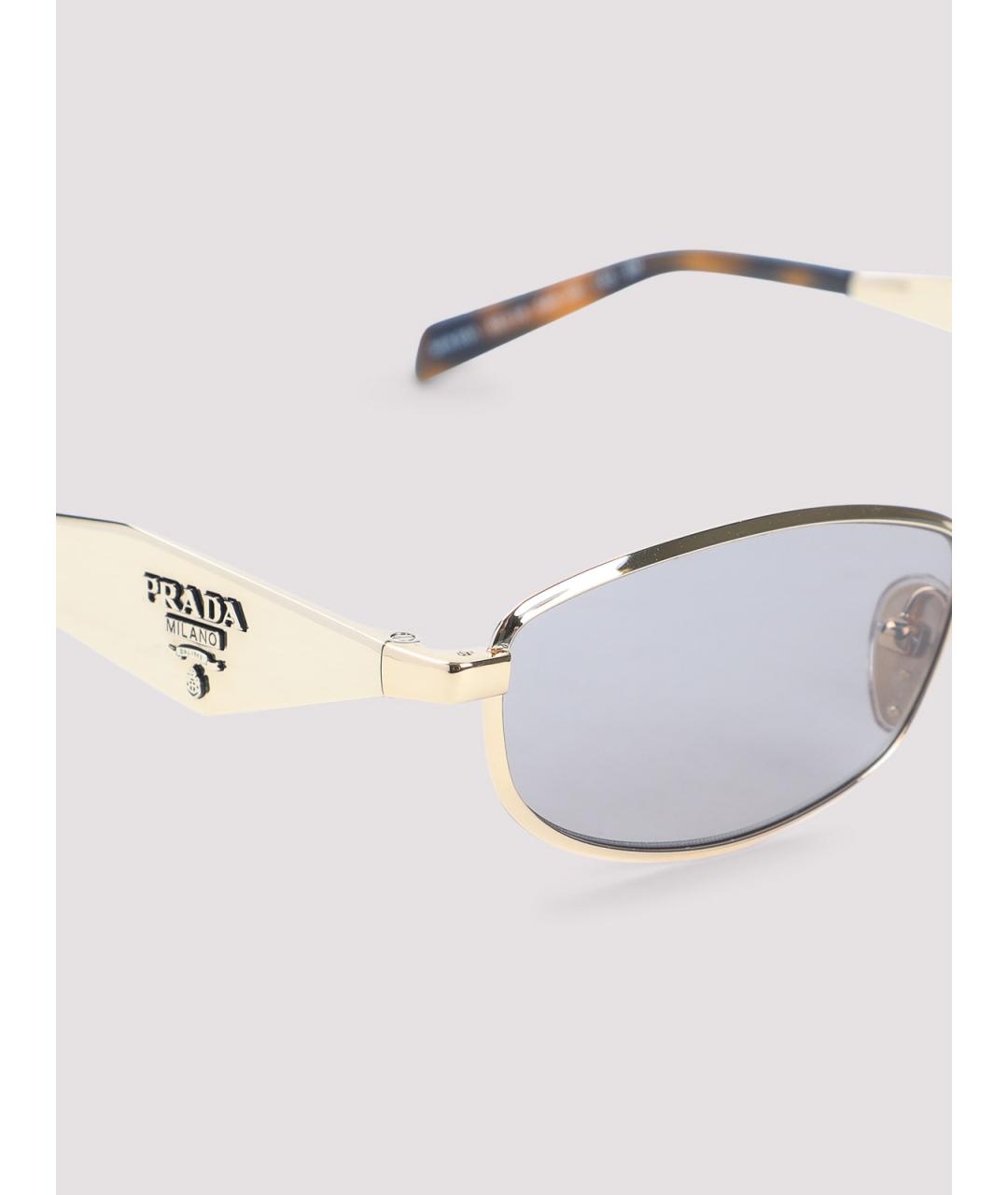 PRADA Золотые металлические солнцезащитные очки, фото 3