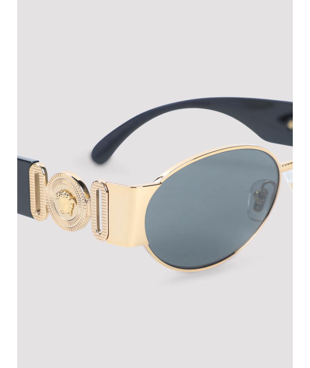 VERSACE Золотые металлические солнцезащитные очки, фото 3