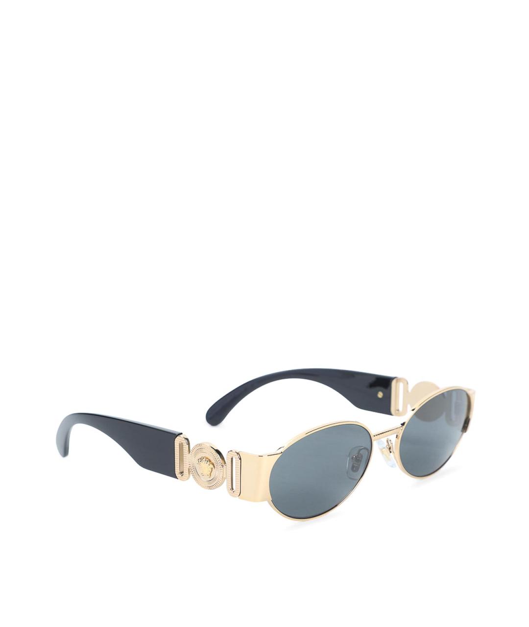 VERSACE Золотые металлические солнцезащитные очки, фото 1