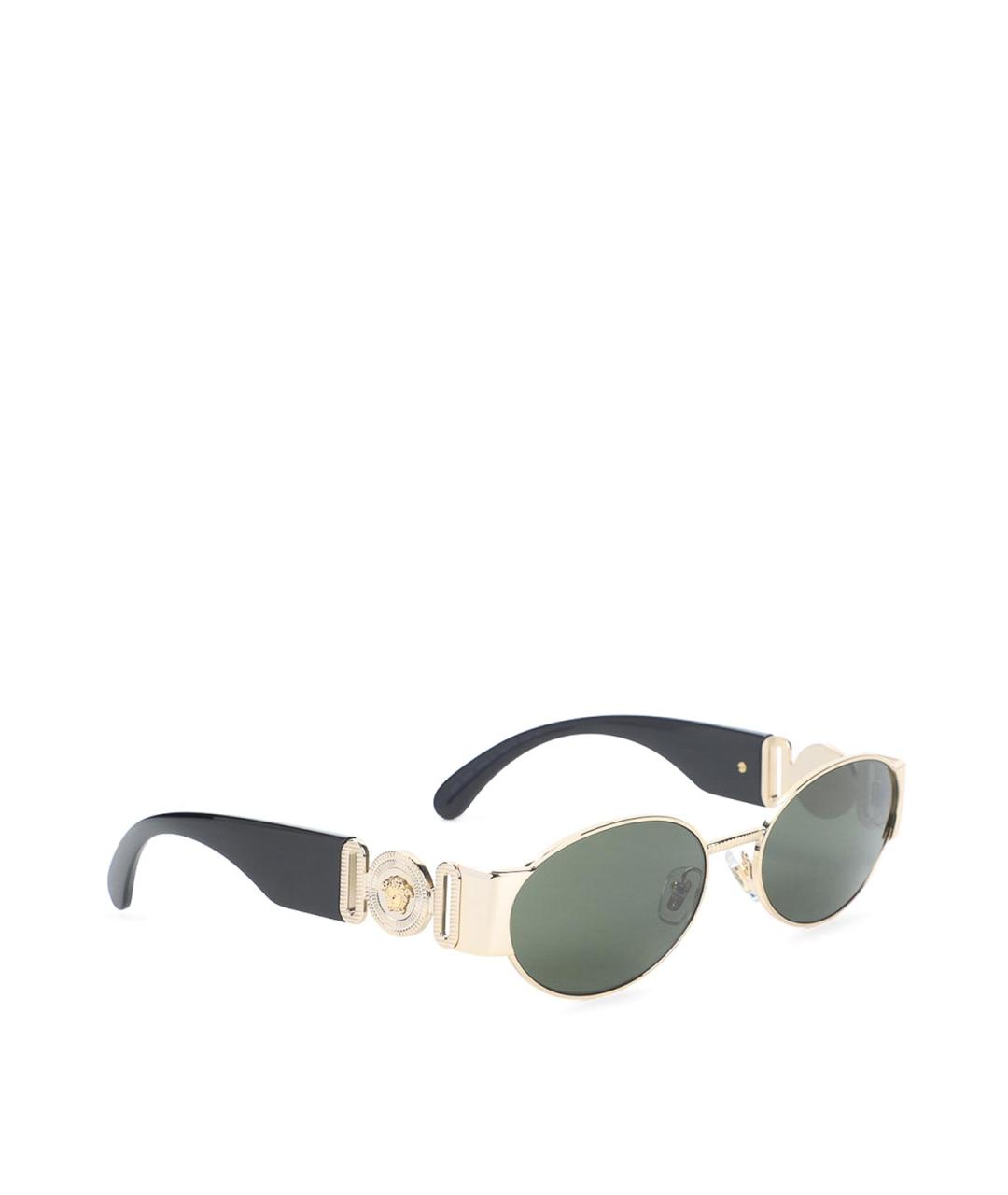 VERSACE Золотые металлические солнцезащитные очки, фото 1