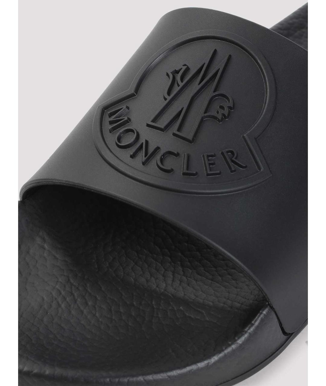MONCLER Черные резиновые шлепанцы, фото 4