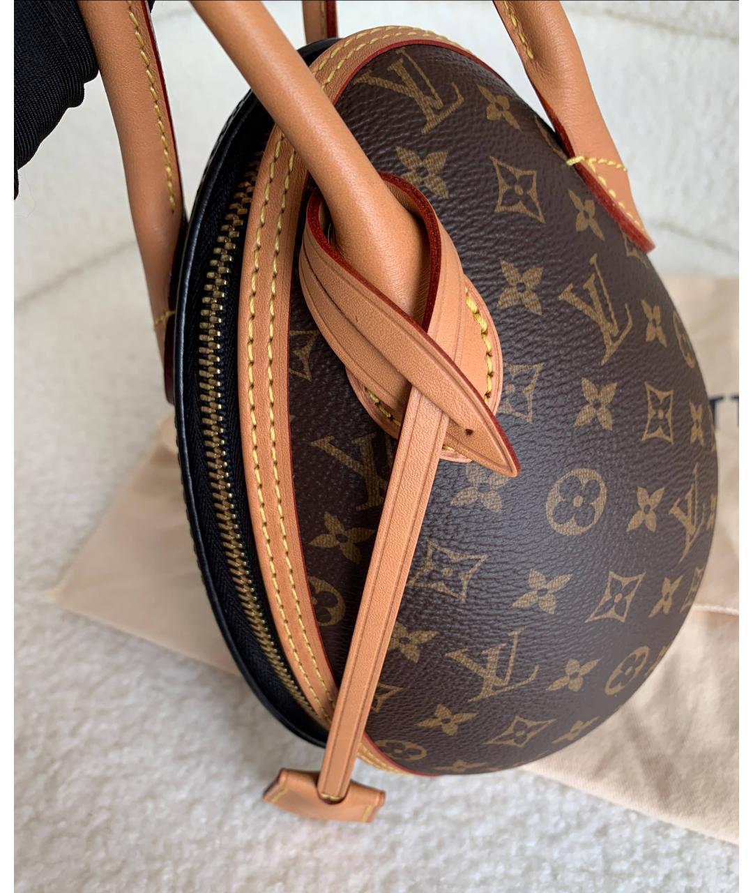 LOUIS VUITTON Коричневая кожаная сумка с короткими ручками, фото 6