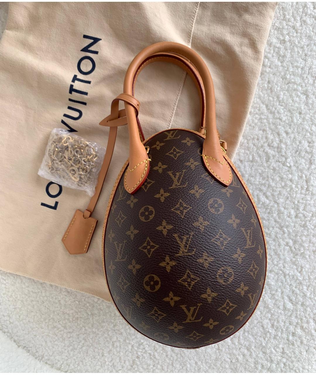 LOUIS VUITTON Коричневая кожаная сумка с короткими ручками, фото 3