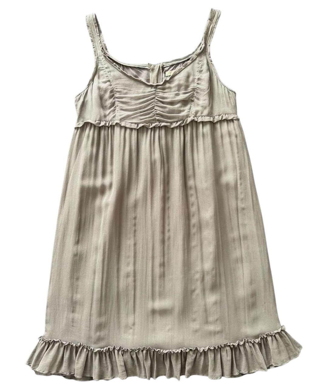 BURBERRY Серое шелковое повседневное платье, фото 1