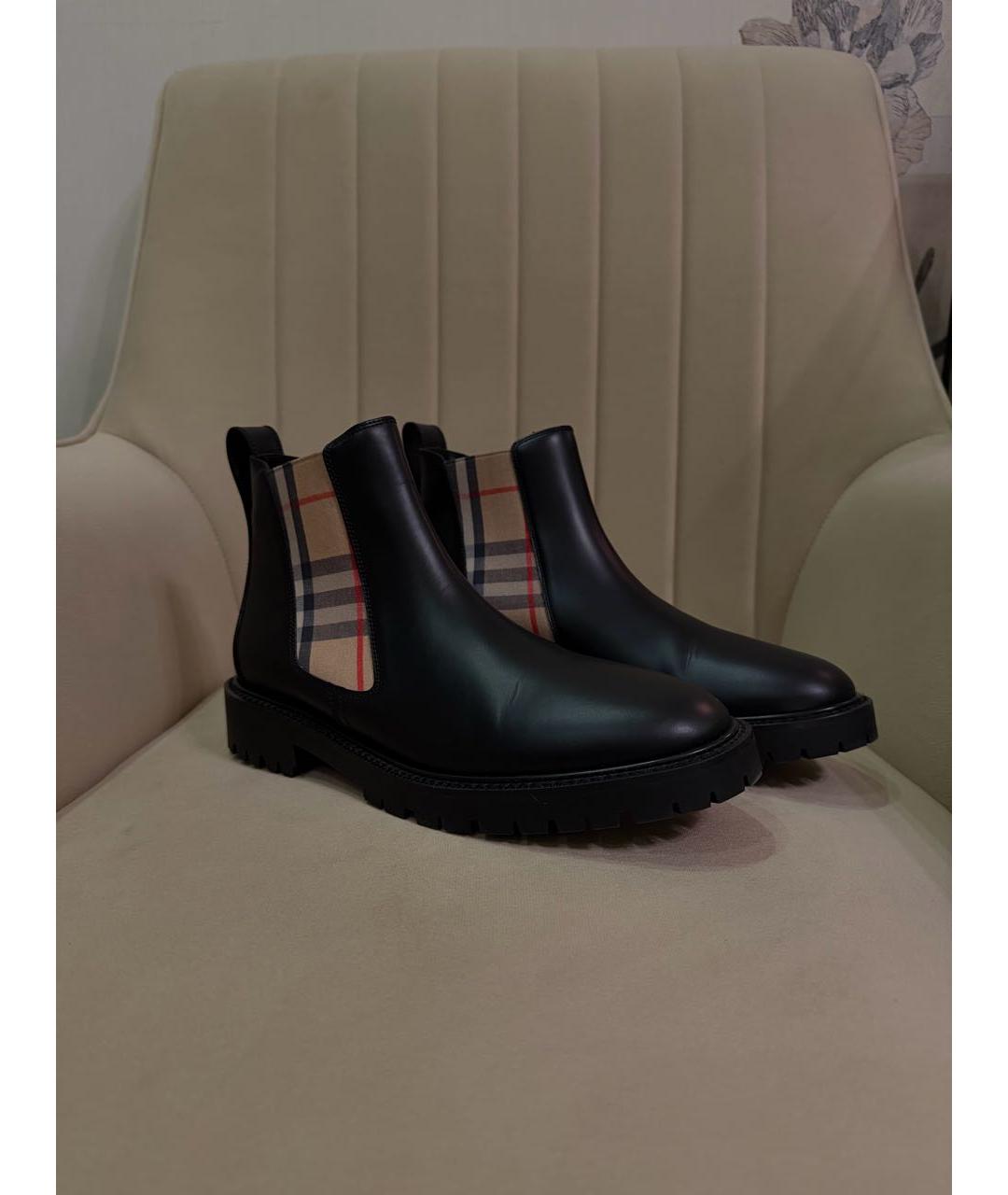 BURBERRY Хаки кожаные ботинки, фото 5