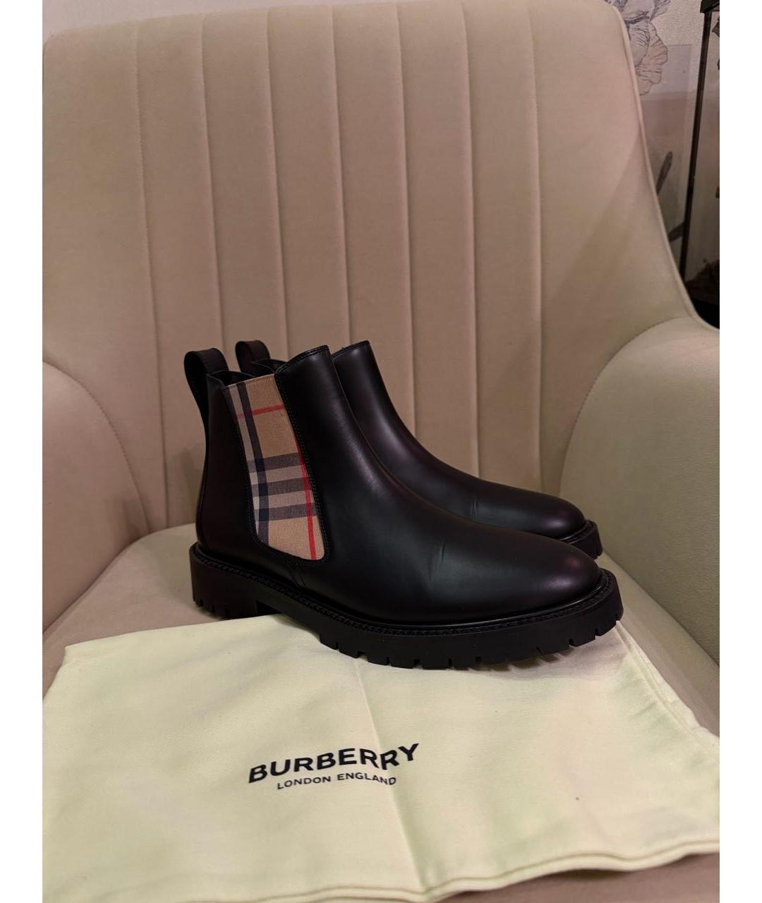 BURBERRY Хаки кожаные ботинки, фото 4