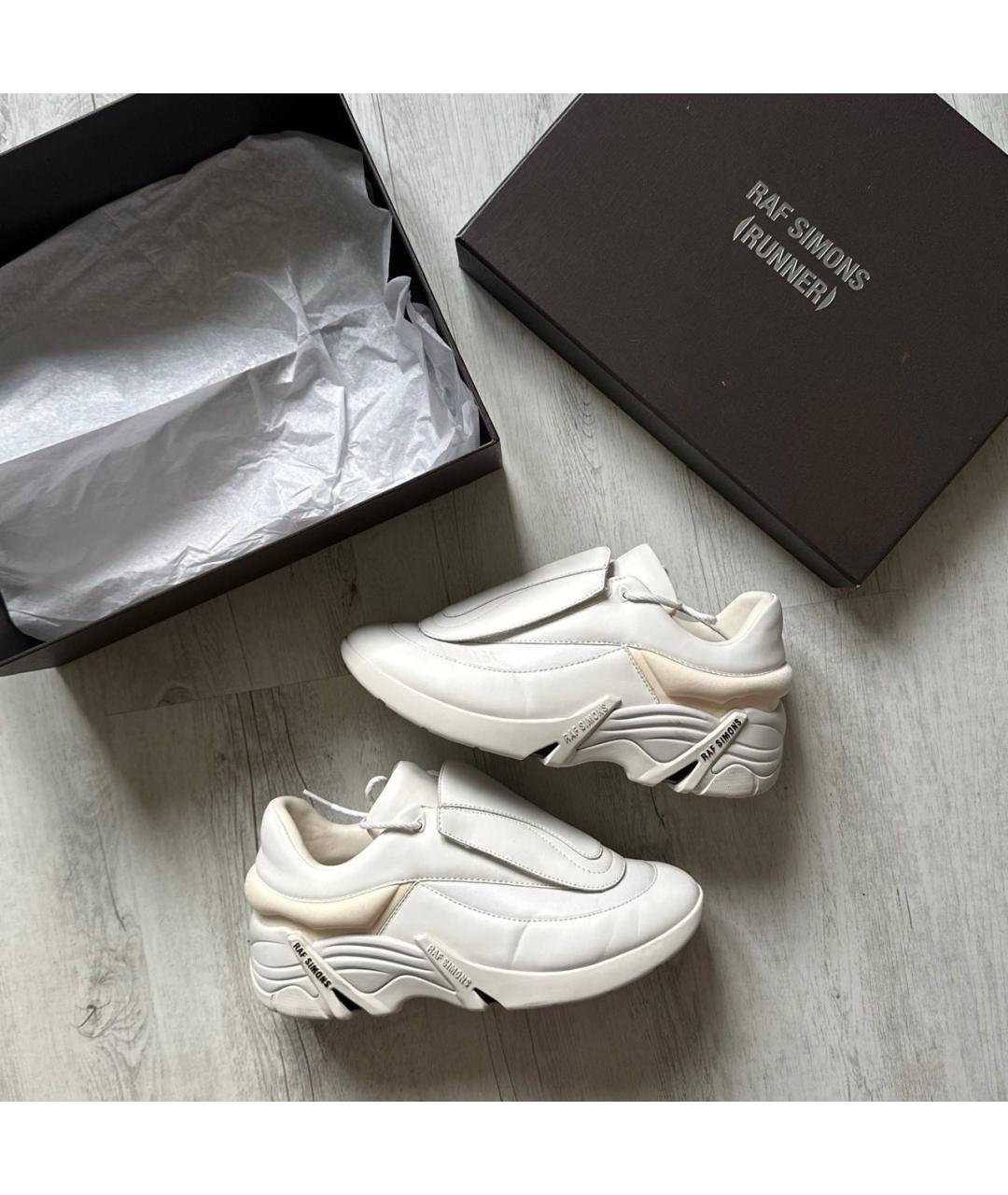 RAF SIMONS Белые кожаные низкие кроссовки / кеды, фото 8