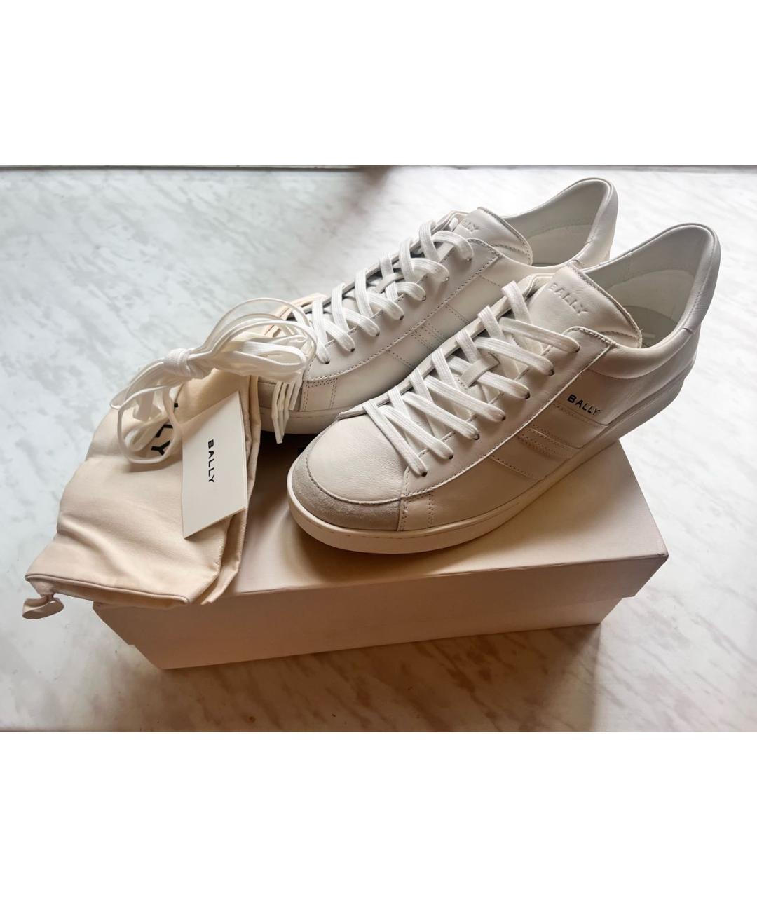 BALLY Белые кожаные низкие кроссовки / кеды, фото 6