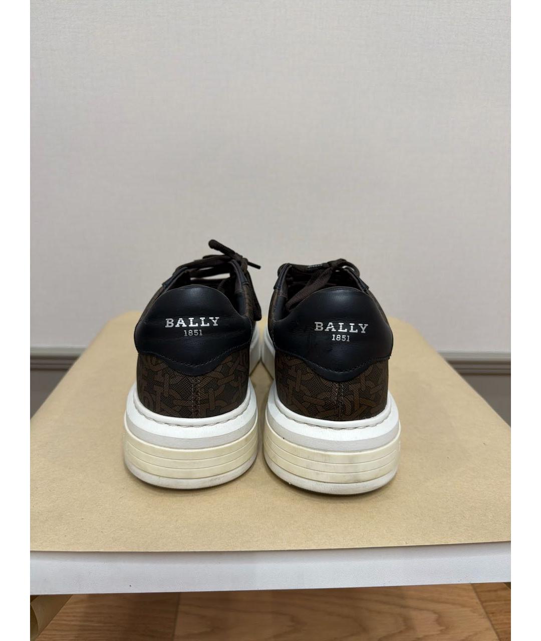 BALLY Коричневые кожаные низкие кроссовки / кеды, фото 4