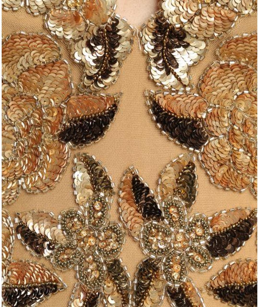 ZUHAIR MURAD Золотое полиэстеровое вечернее платье, фото 4