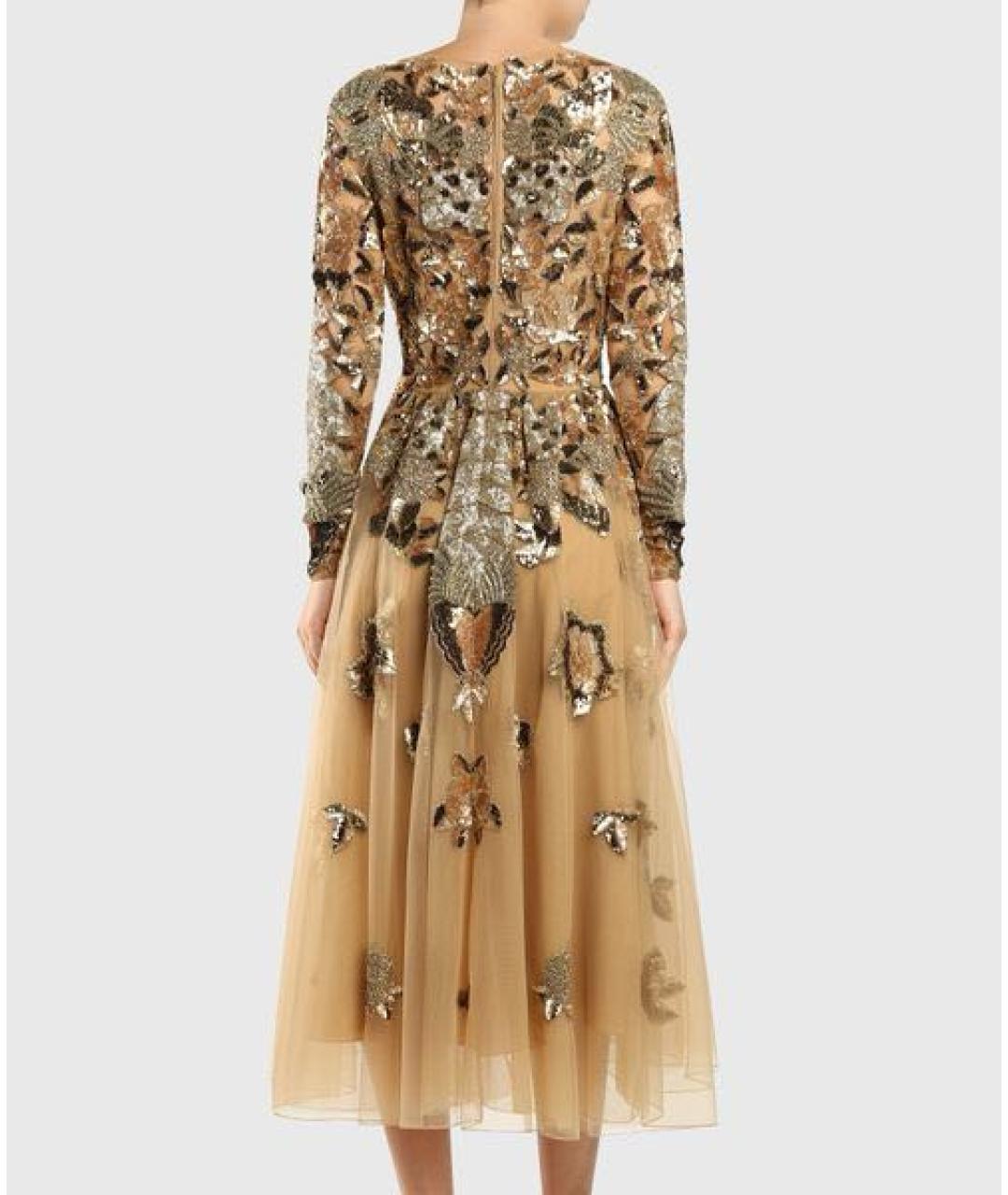 ZUHAIR MURAD Золотое полиэстеровое вечернее платье, фото 2