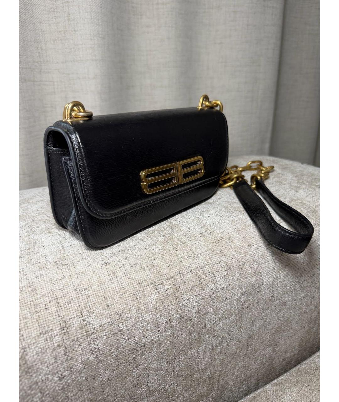 BALENCIAGA Черная кожаная сумка через плечо, фото 2