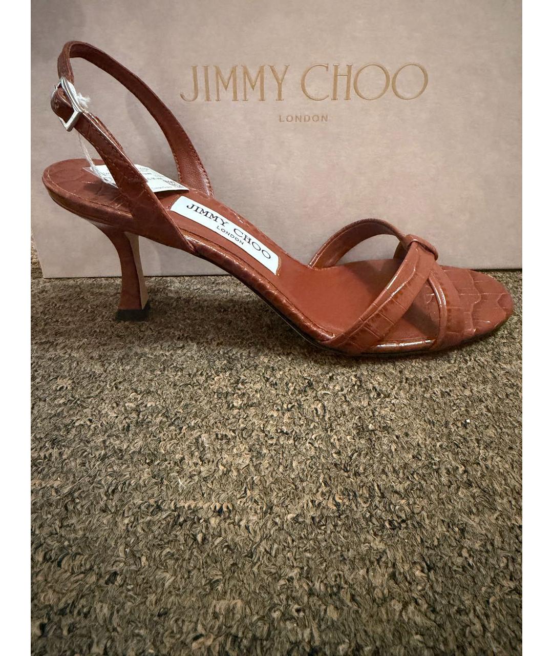 JIMMY CHOO Коричневые кожаные босоножки, фото 7
