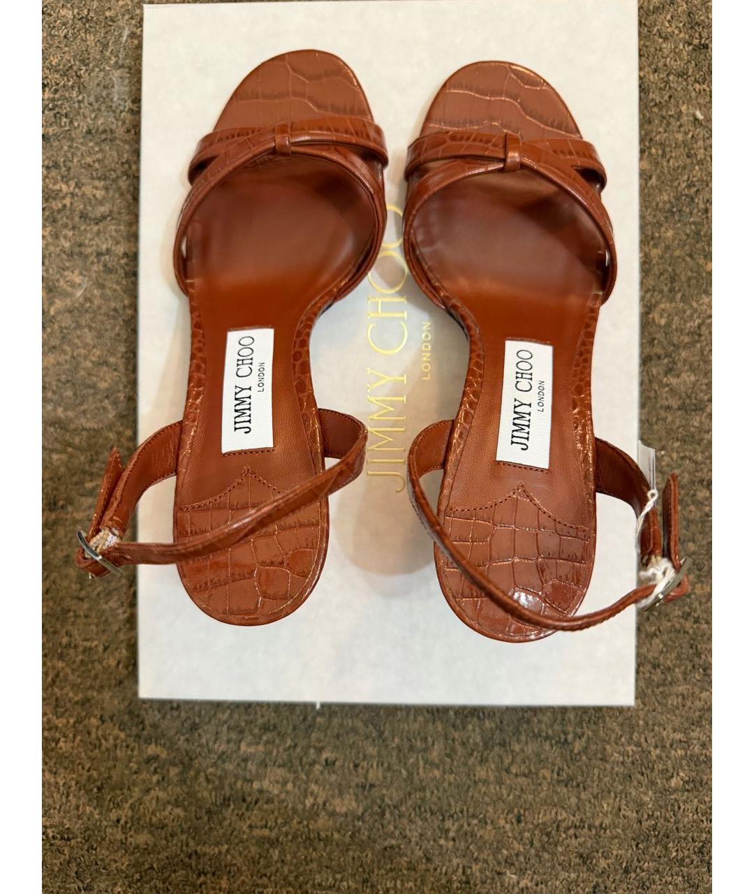 JIMMY CHOO Коричневые кожаные босоножки, фото 2