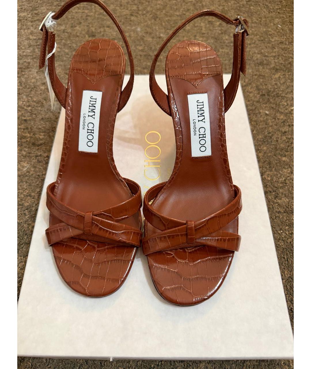 JIMMY CHOO Коричневые кожаные босоножки, фото 3