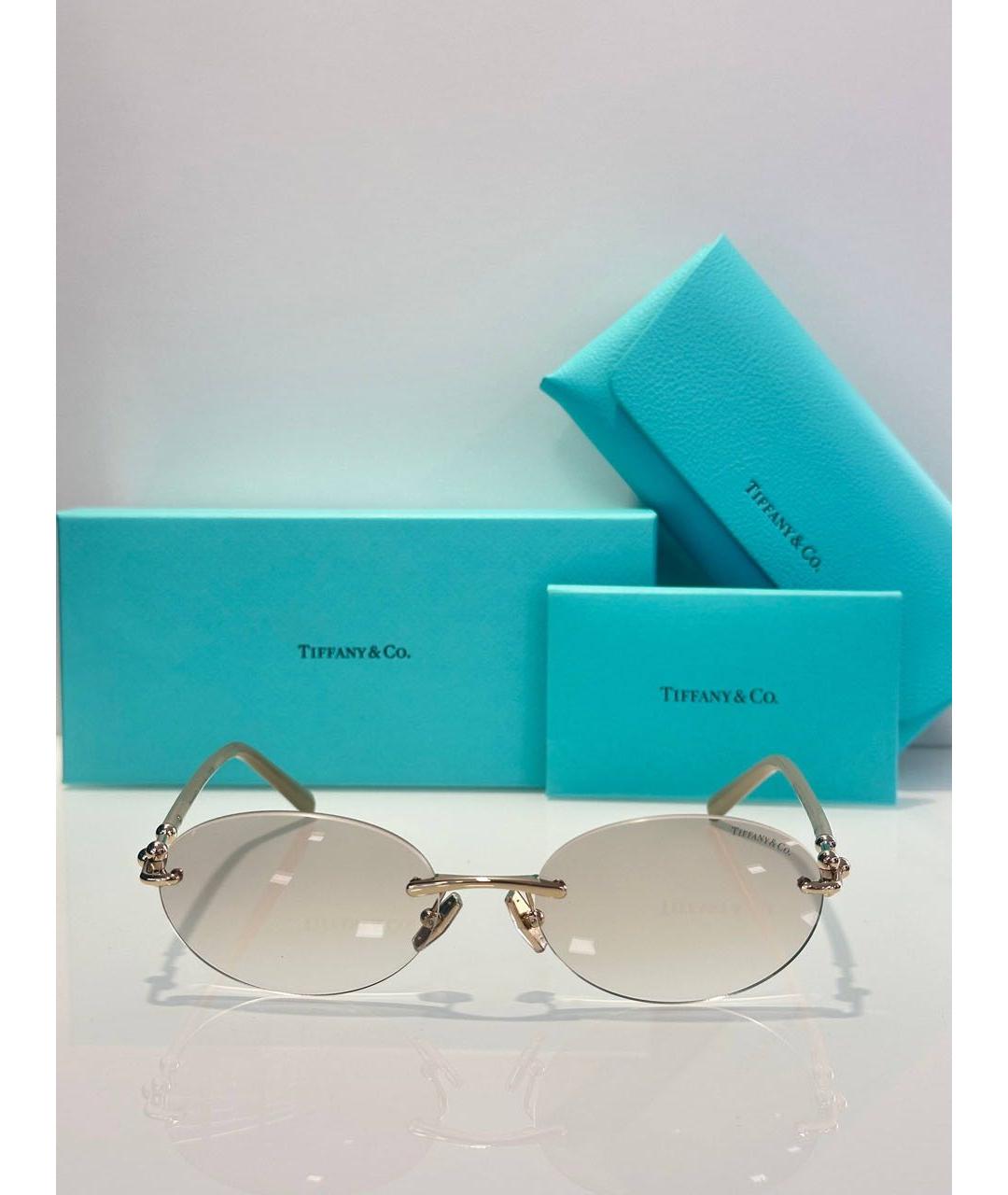 TIFFANY&CO Бежевые металлические солнцезащитные очки, фото 8