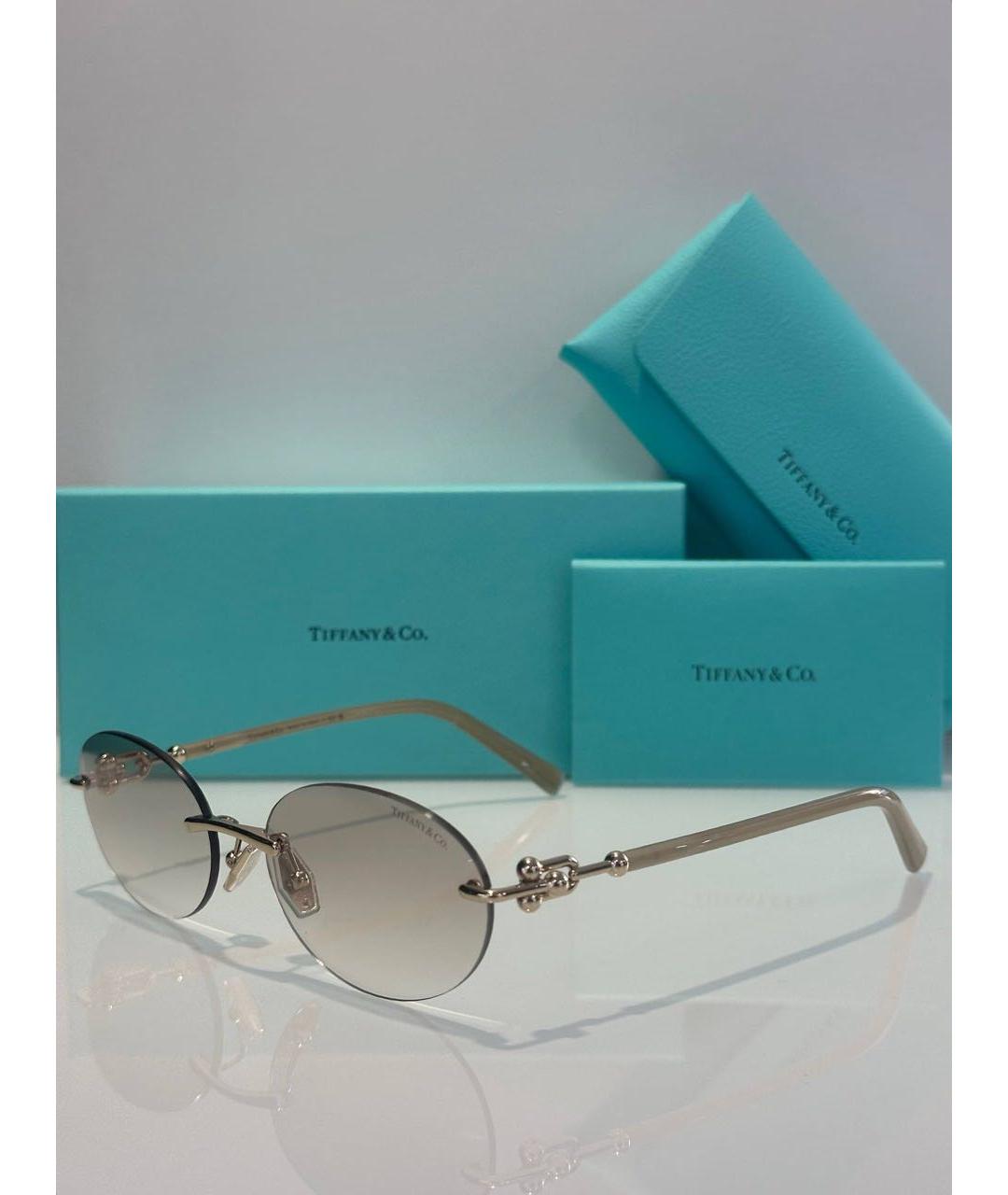 TIFFANY&CO Бежевые металлические солнцезащитные очки, фото 2