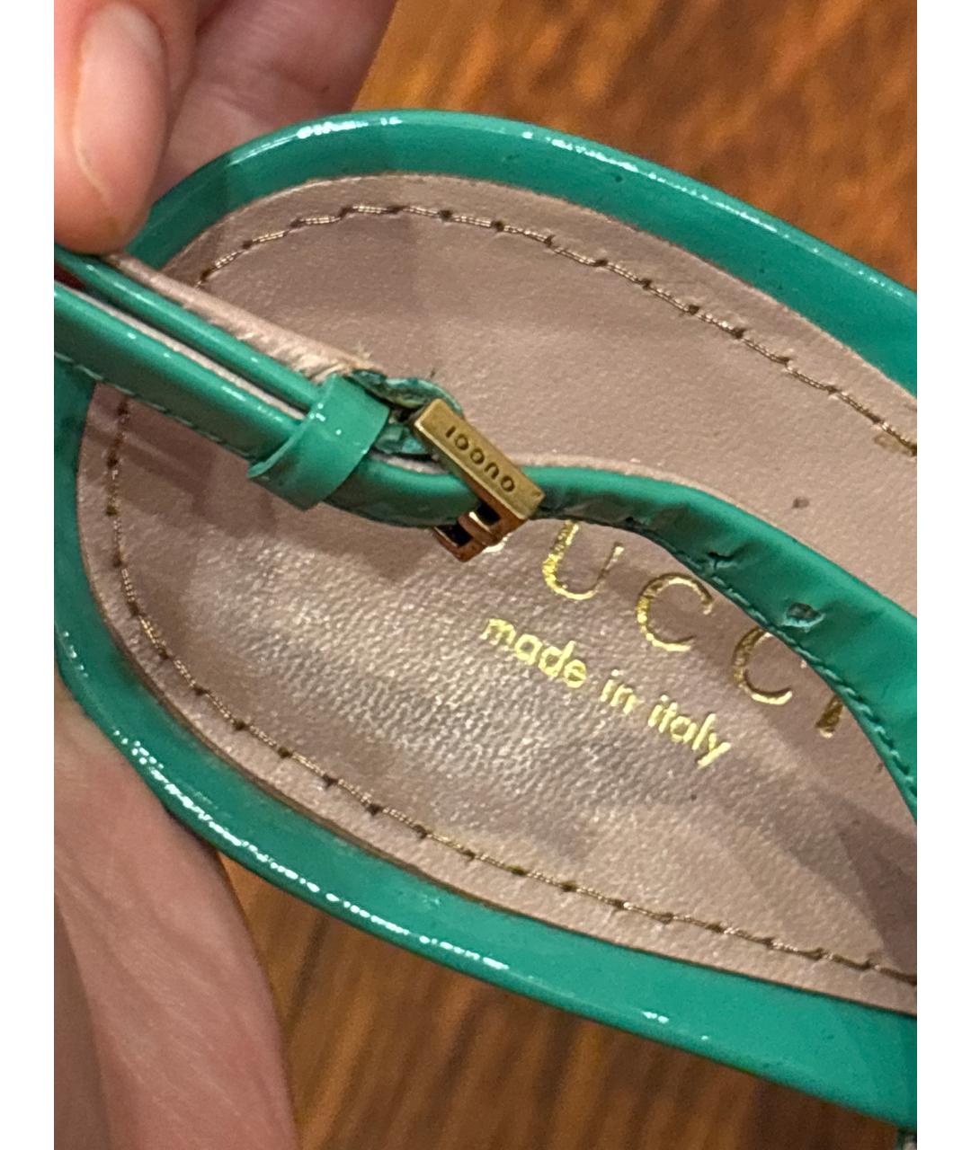GUCCI Бирюзовые туфли из лакированной кожи, фото 3
