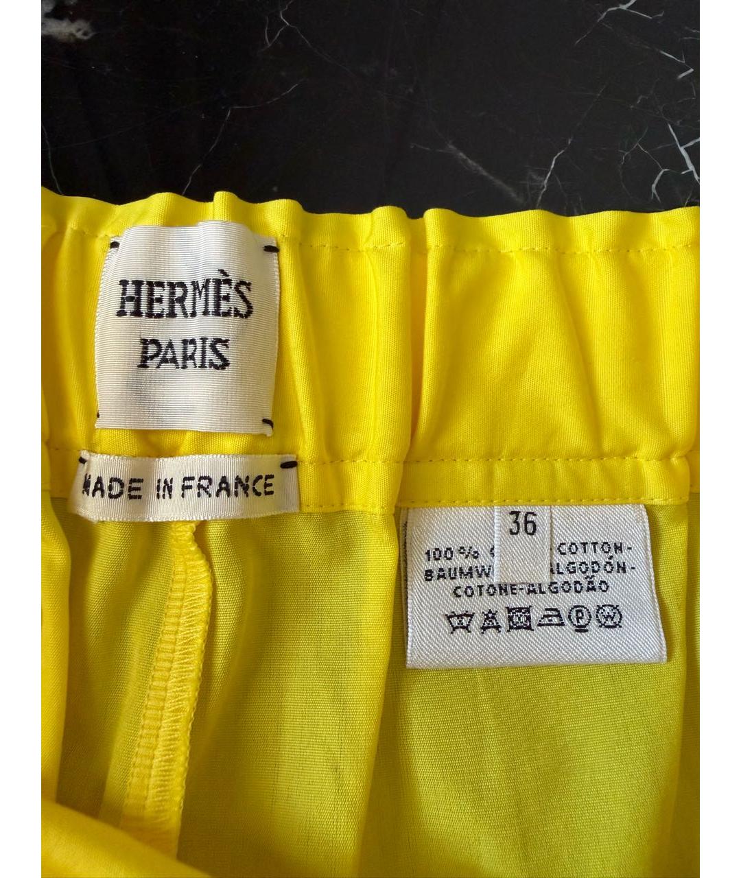 HERMES Желтые хлопковые шорты, фото 2