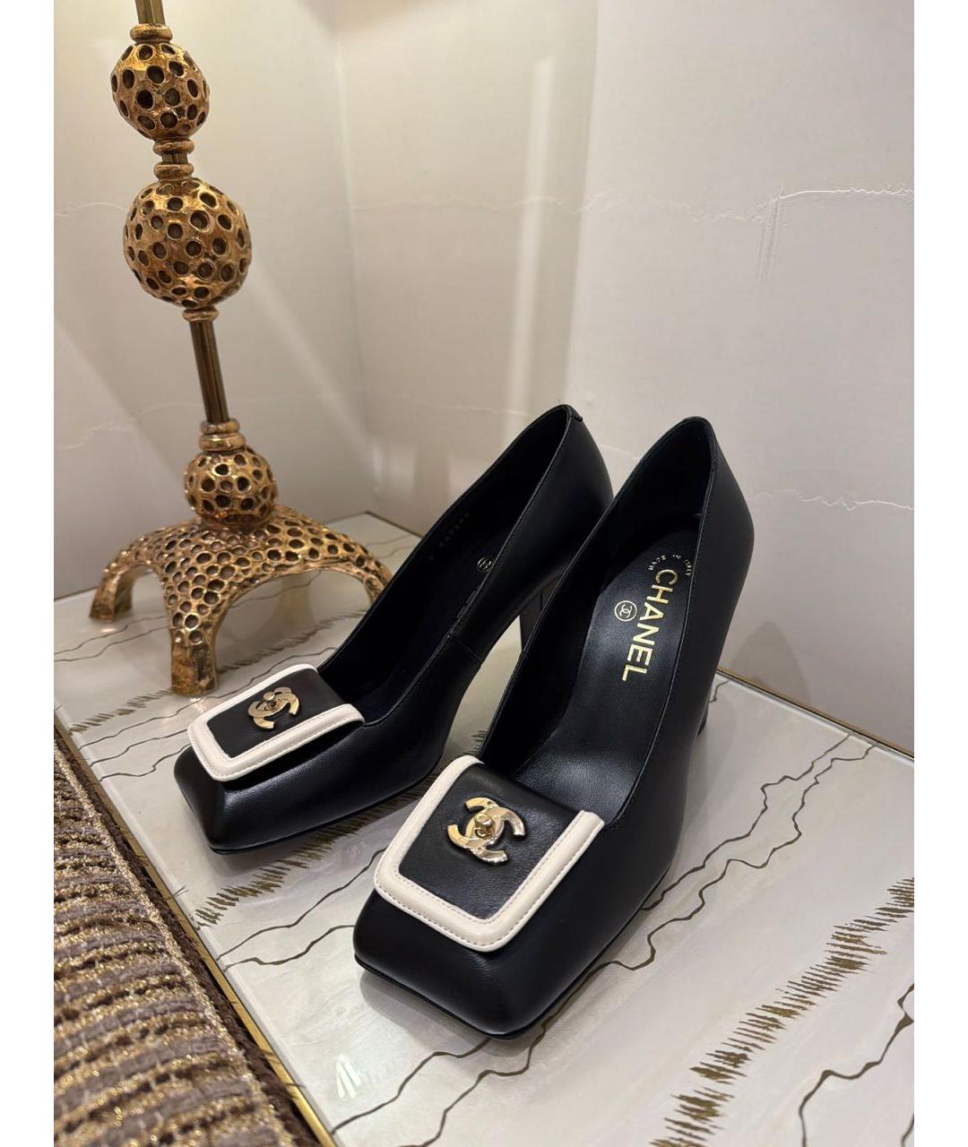 CHANEL Черные кожаные туфли, фото 5