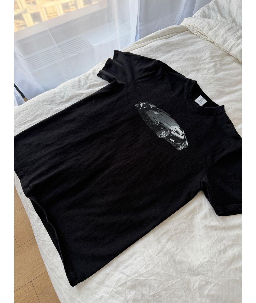 VETEMENTS Черная хлопковая футболка, фото 2