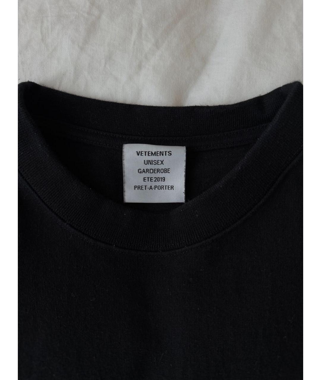 VETEMENTS Черная хлопковая футболка, фото 4