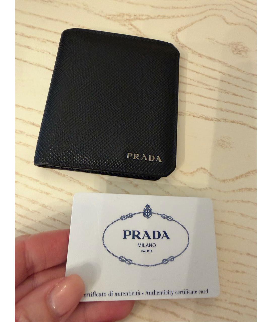 PRADA Черный кожаный кошелек, фото 6