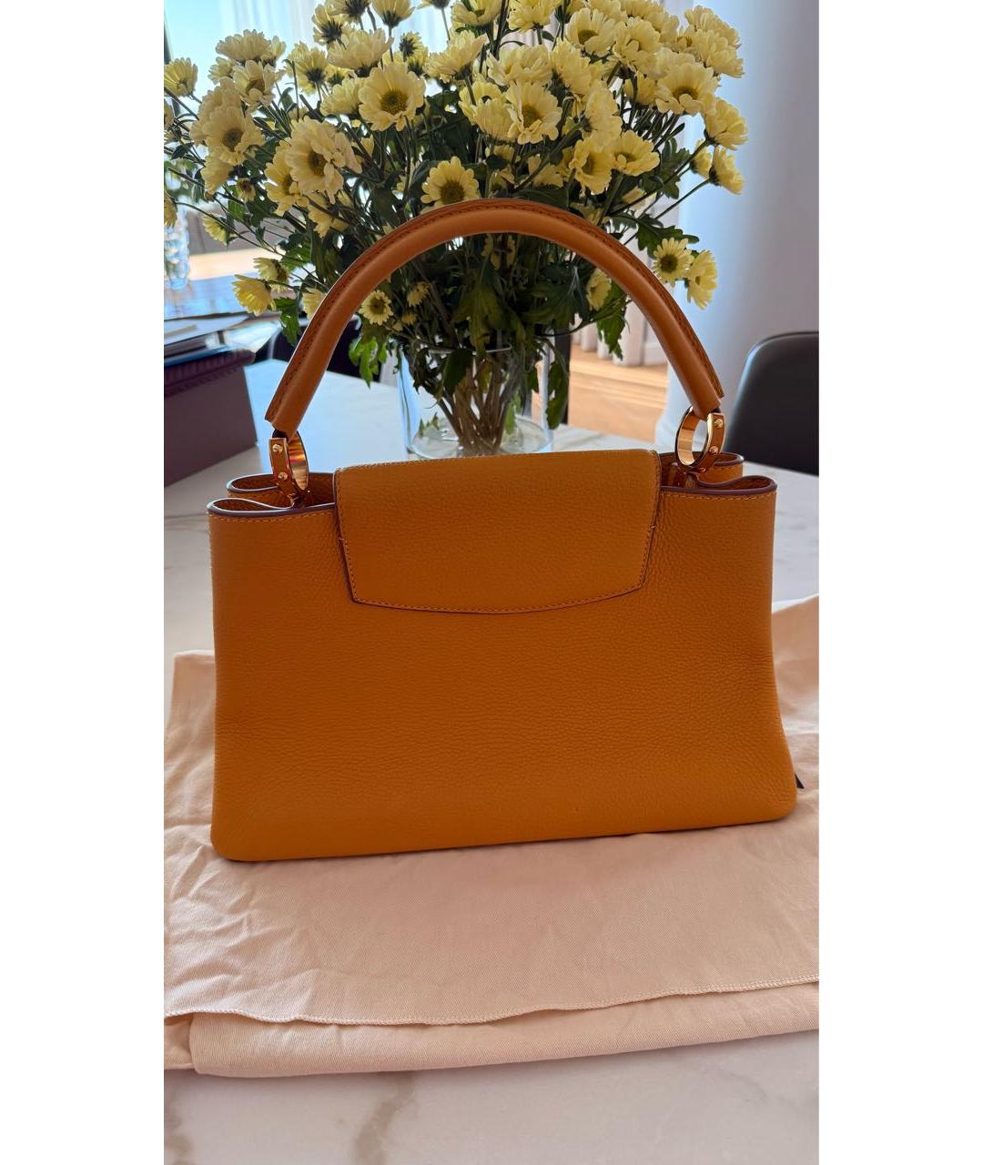 LOUIS VUITTON Желтая кожаная сумка с короткими ручками, фото 3