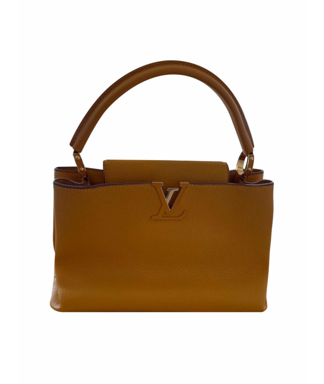 LOUIS VUITTON Желтая кожаная сумка с короткими ручками, фото 1