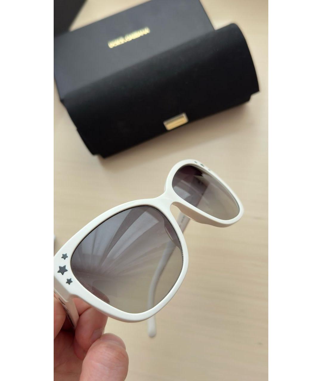 DOLCE&GABBANA Белые пластиковые солнцезащитные очки, фото 5
