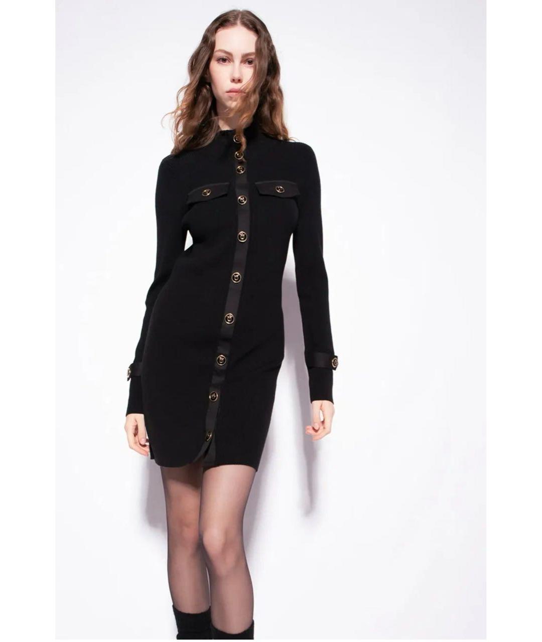 PINKO Черное шерстяное повседневное платье, фото 4