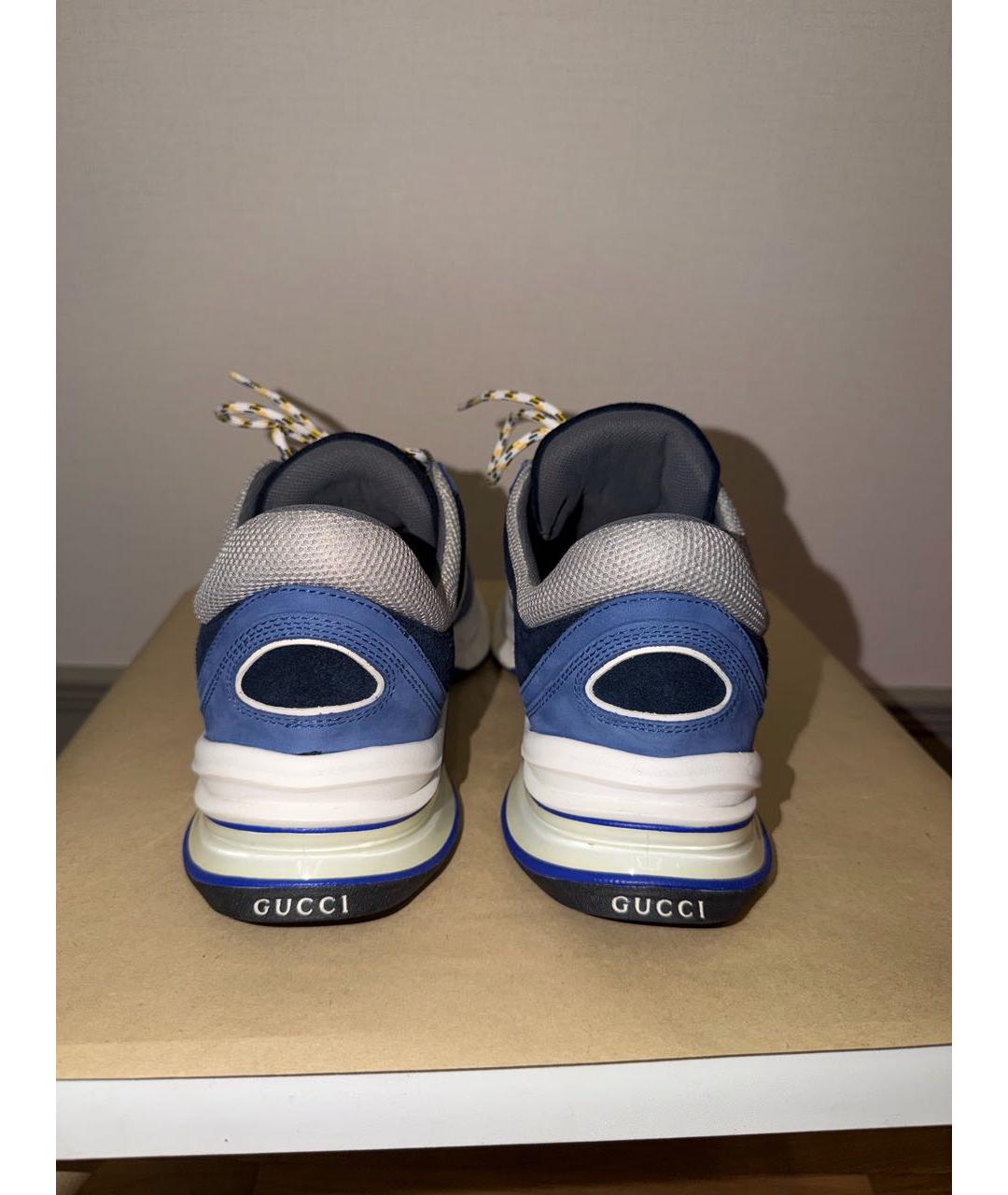 GUCCI Синие замшевые низкие кроссовки / кеды, фото 4