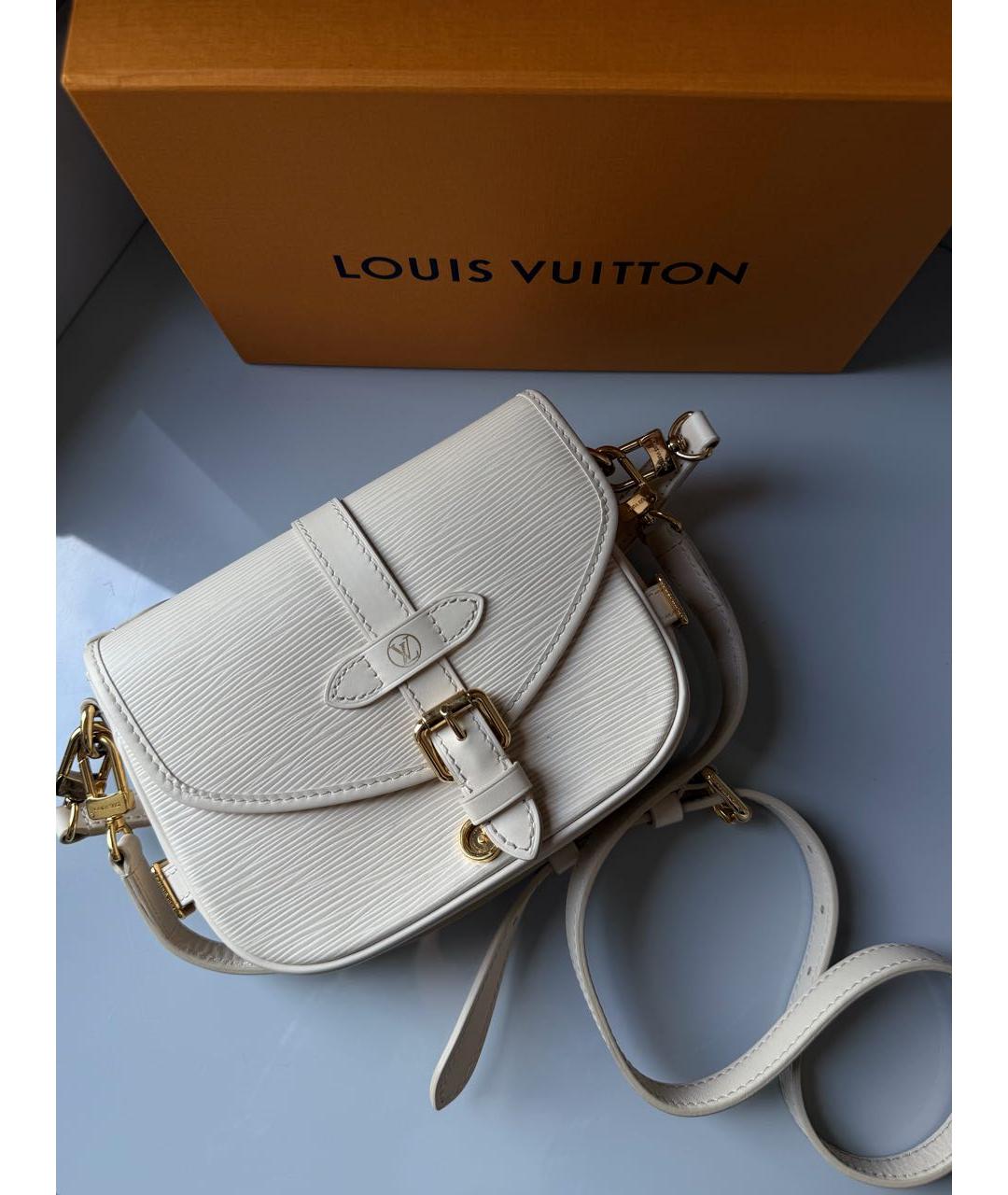 LOUIS VUITTON Белая кожаная сумка через плечо, фото 8