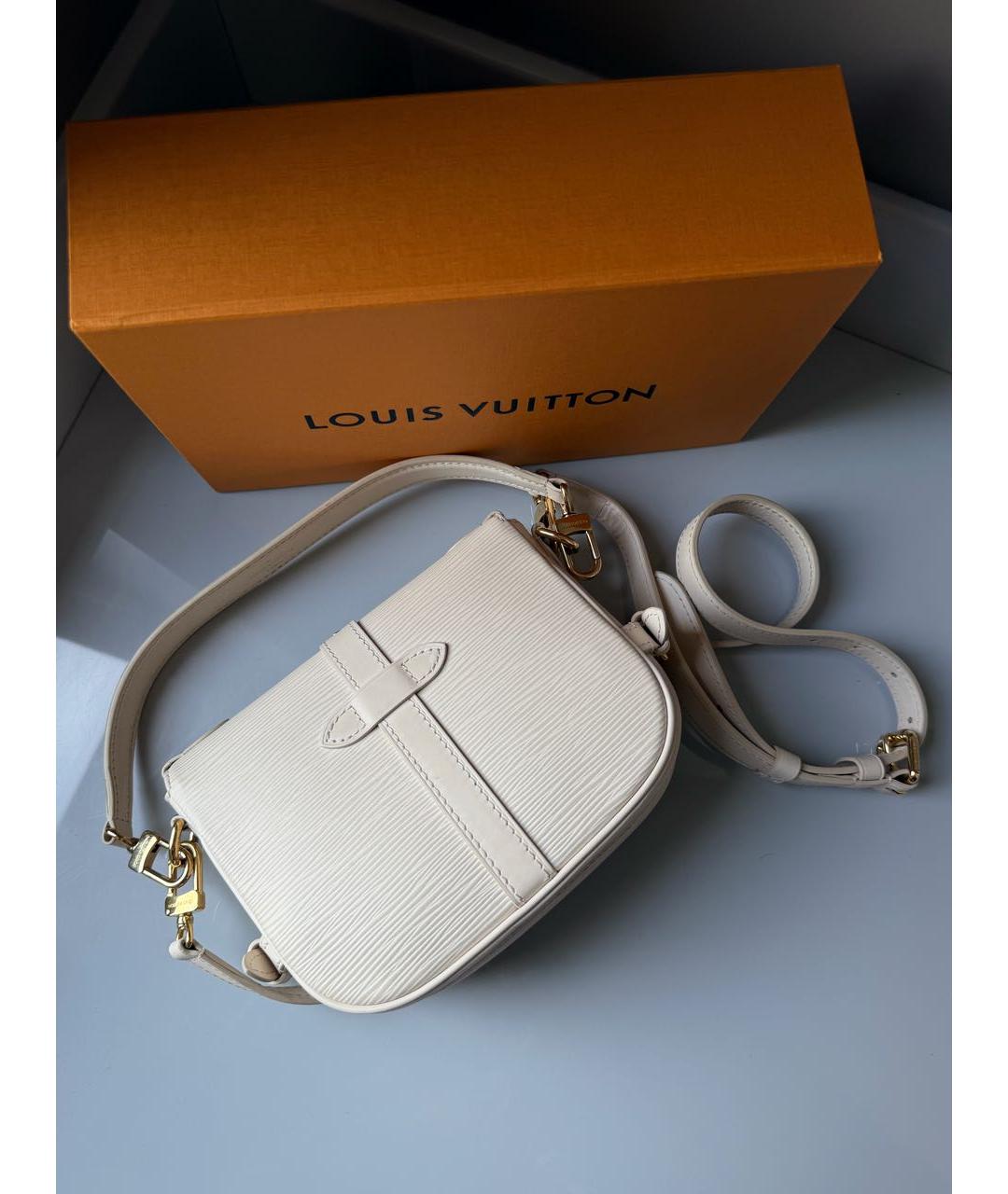 LOUIS VUITTON Белая кожаная сумка через плечо, фото 3