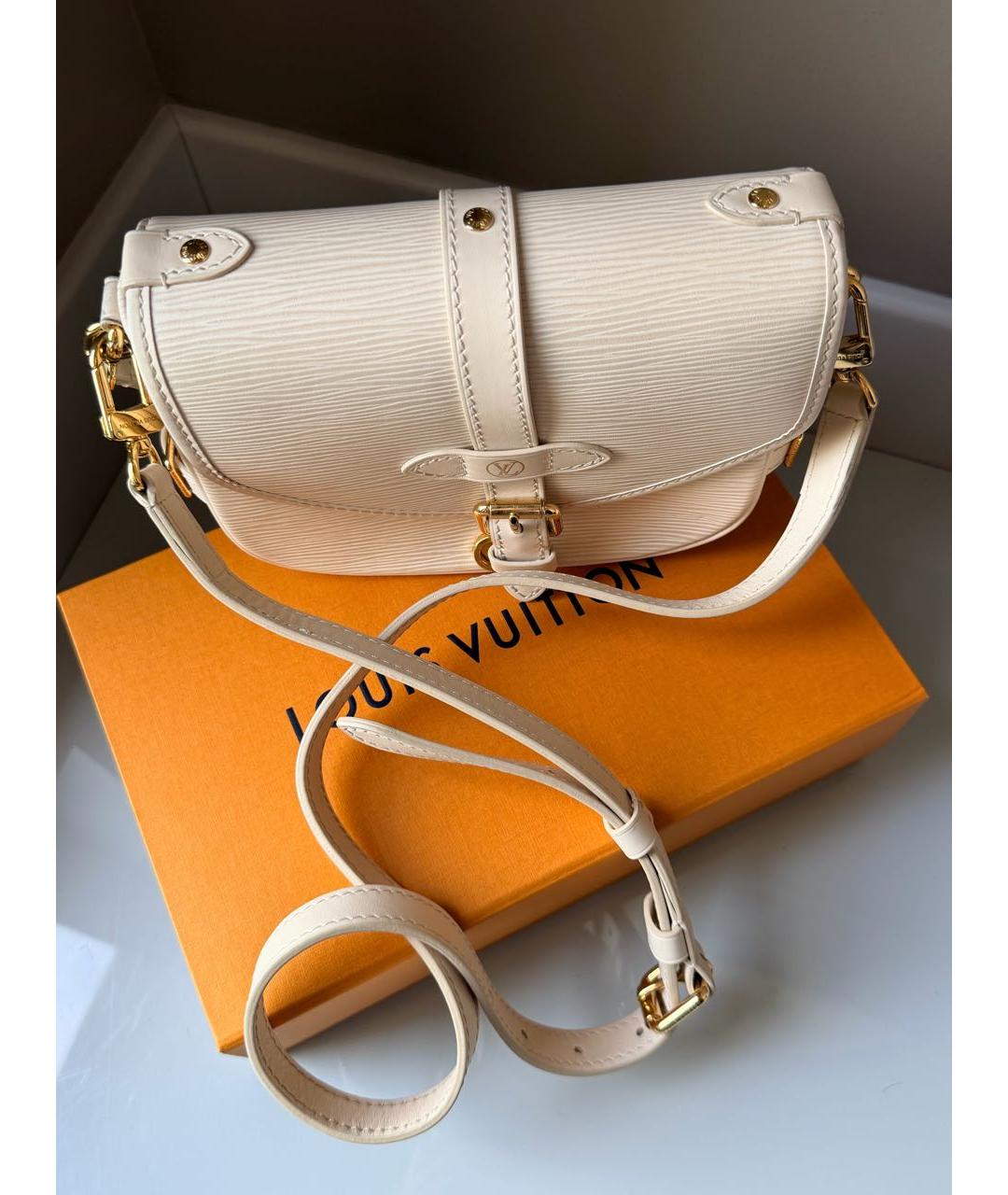 LOUIS VUITTON Белая кожаная сумка через плечо, фото 6