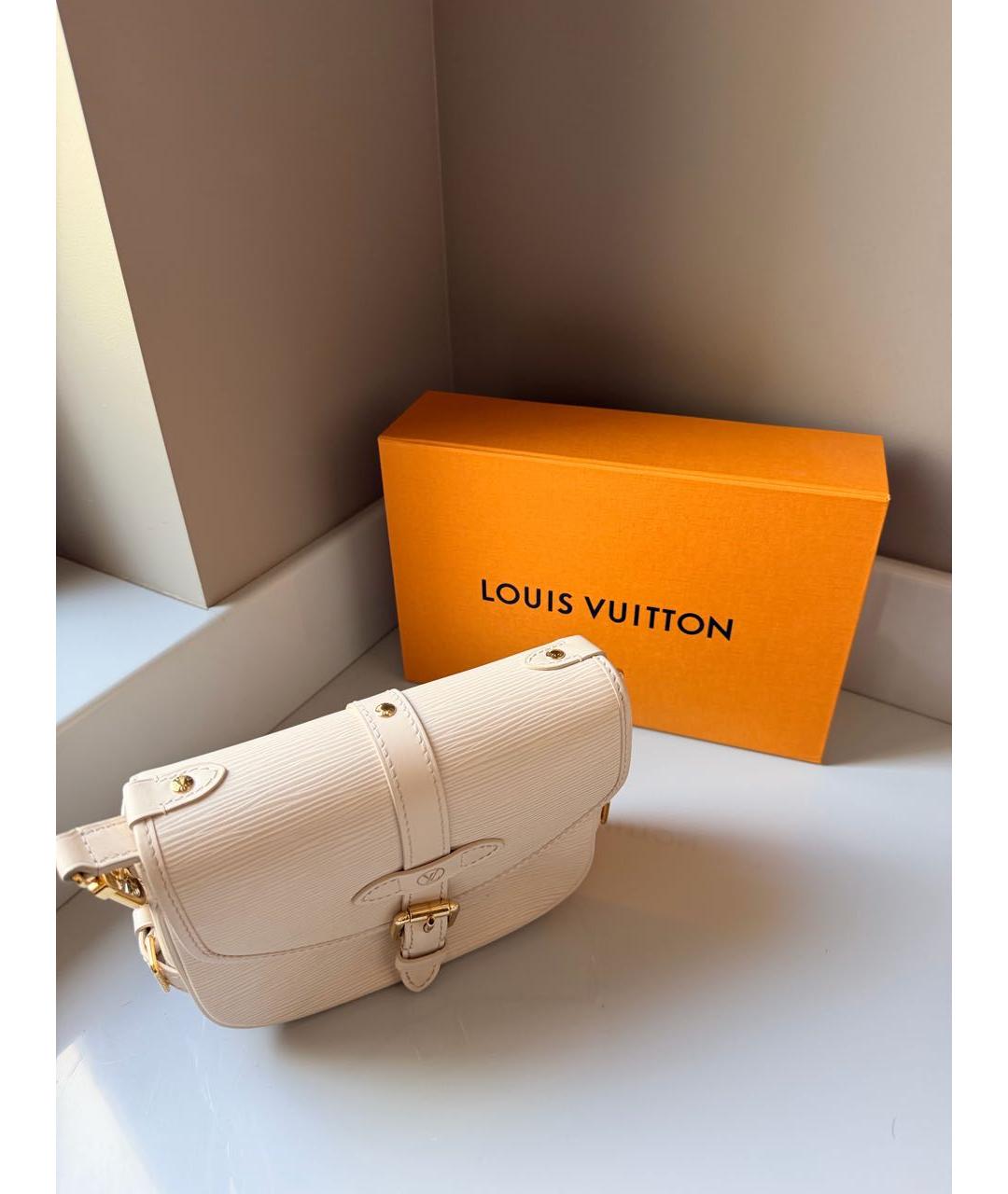 LOUIS VUITTON Белая кожаная сумка через плечо, фото 4