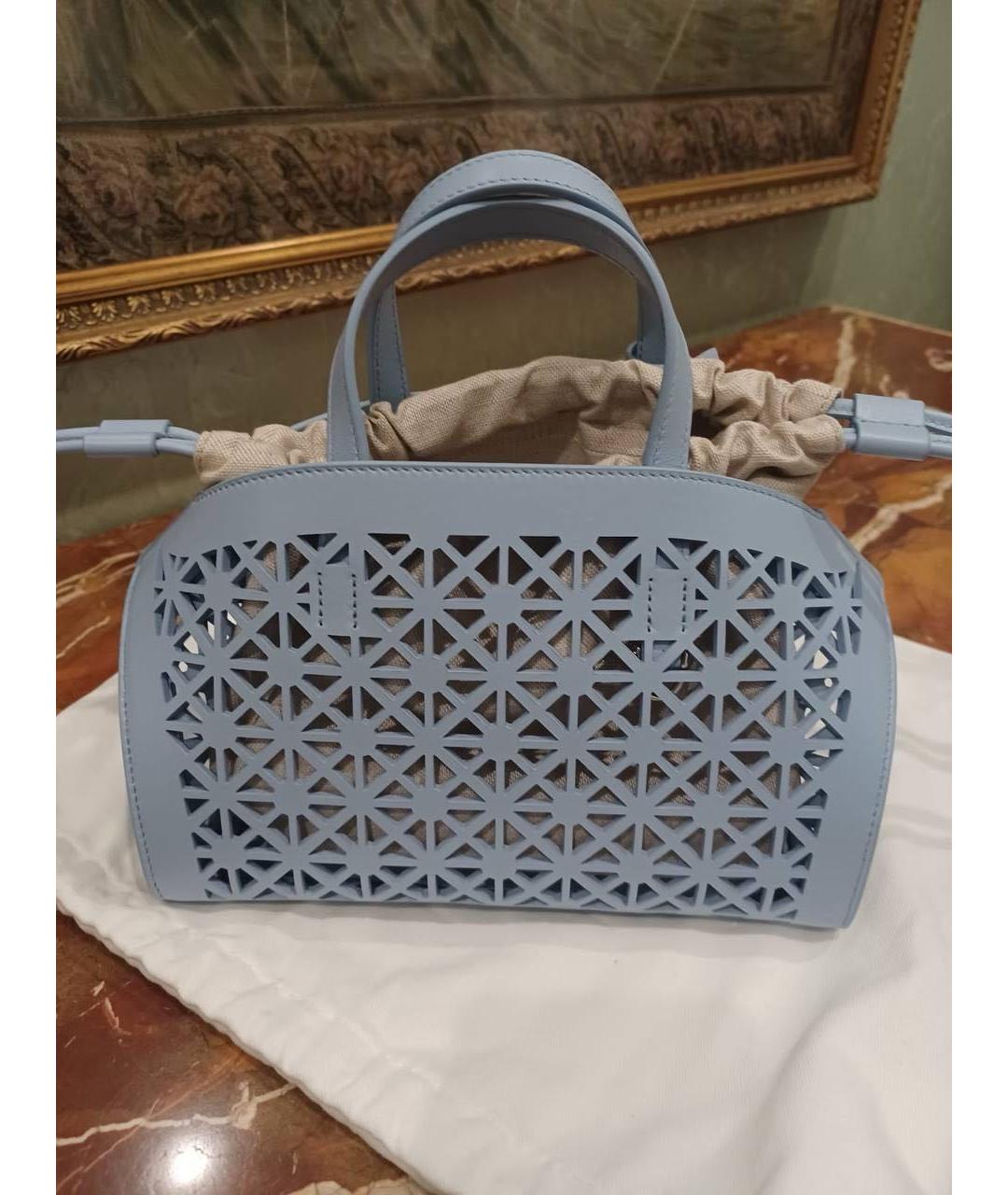 FERRAGAMO Голубая кожаная сумка с короткими ручками, фото 2