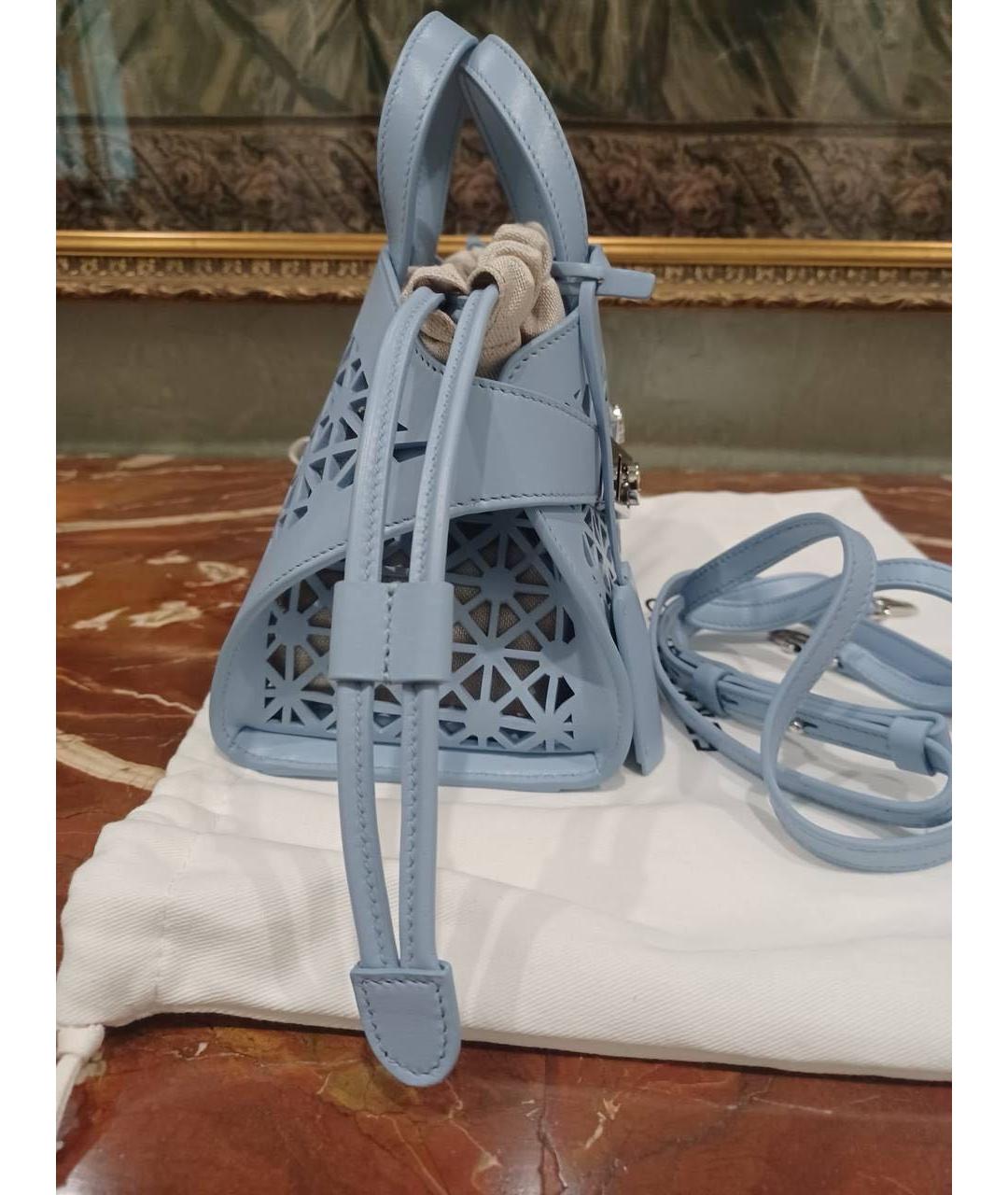 FERRAGAMO Голубая кожаная сумка с короткими ручками, фото 4