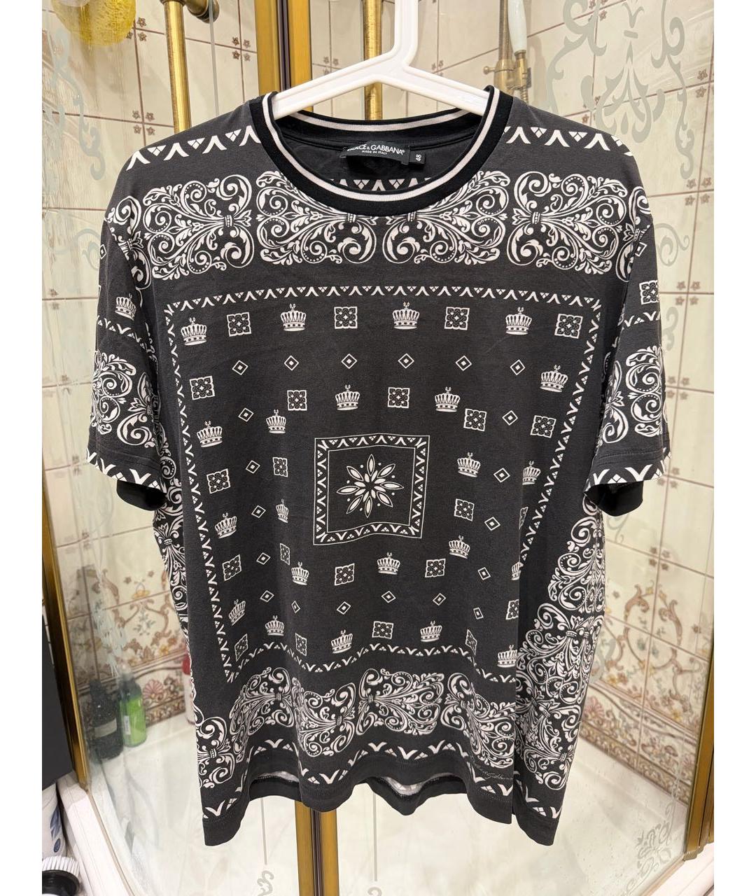DOLCE&GABBANA Черная хлопковая футболка, фото 2