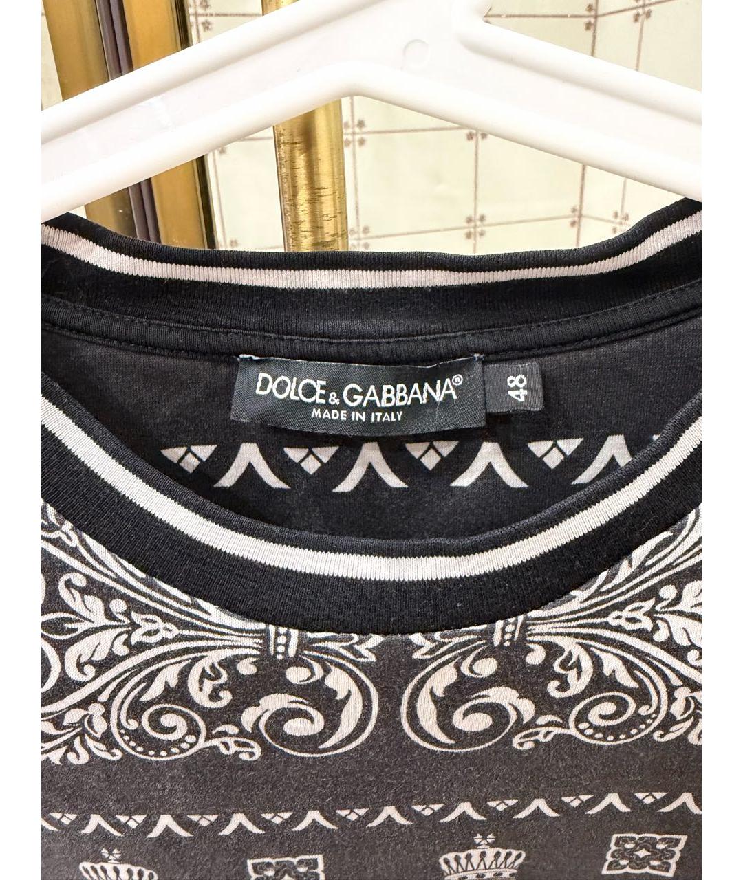 DOLCE&GABBANA Черная хлопковая футболка, фото 3