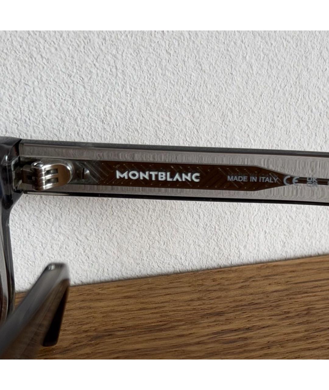 MONTBLANC Антрацитовые пластиковые солнцезащитные очки, фото 3