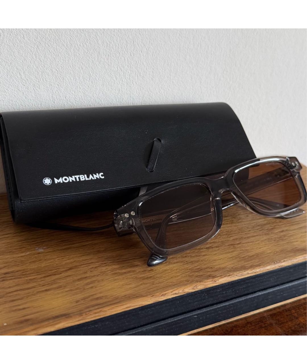 MONTBLANC Антрацитовые пластиковые солнцезащитные очки, фото 4
