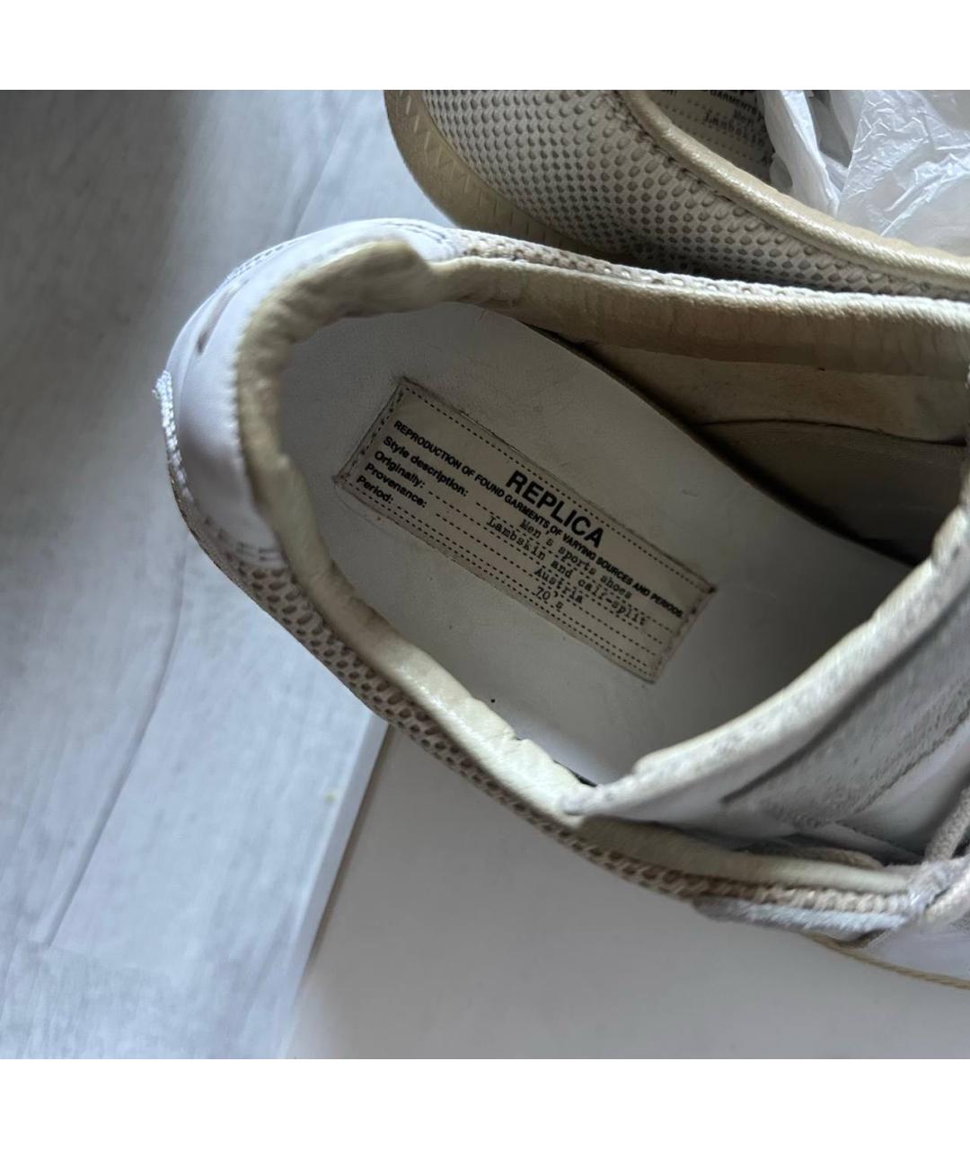 MAISON MARGIELA Серые кожаные низкие кроссовки / кеды, фото 7