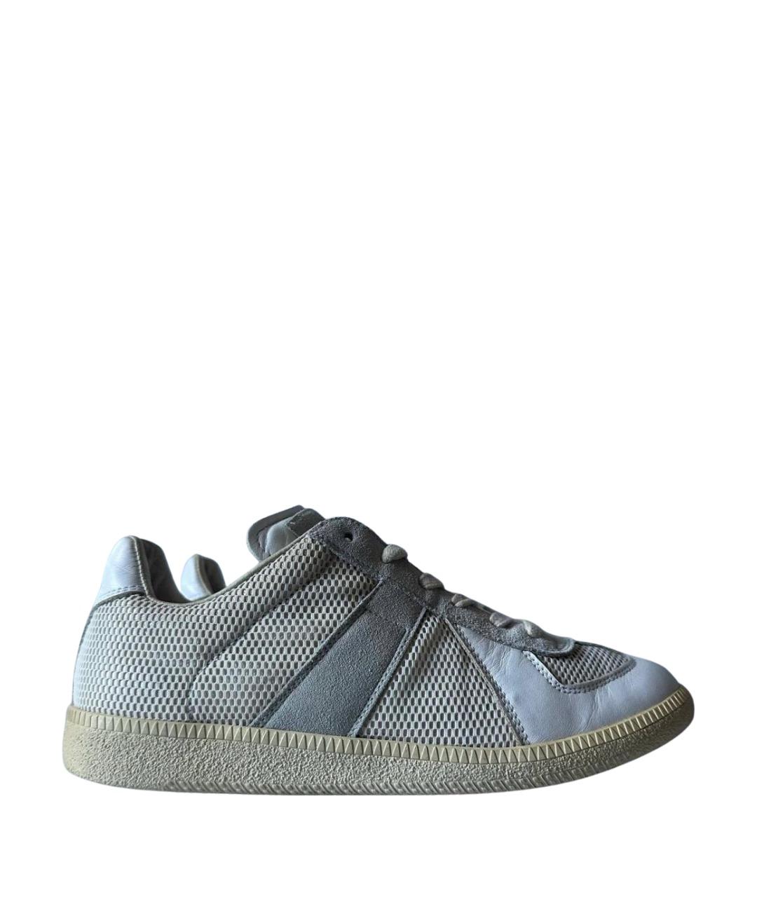 MAISON MARGIELA Серые кожаные низкие кроссовки / кеды, фото 1