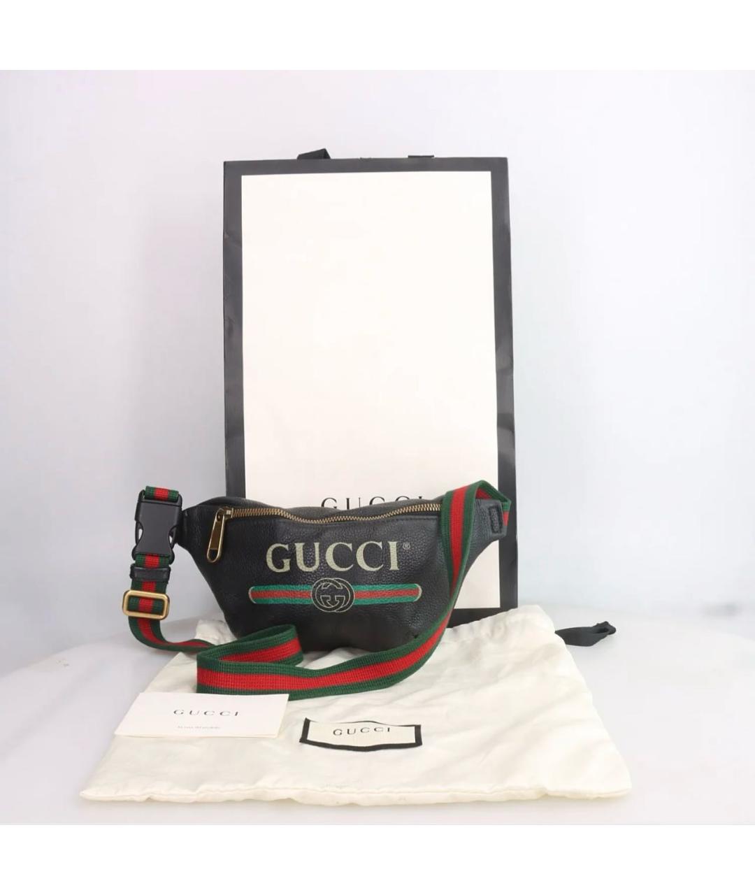 GUCCI Черная кожаная поясная сумка, фото 4