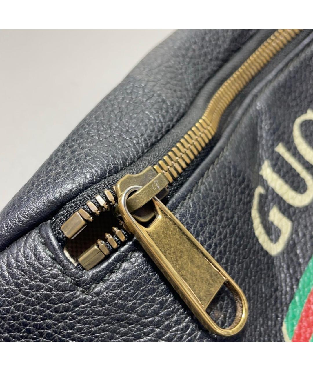 GUCCI Черная кожаная поясная сумка, фото 5