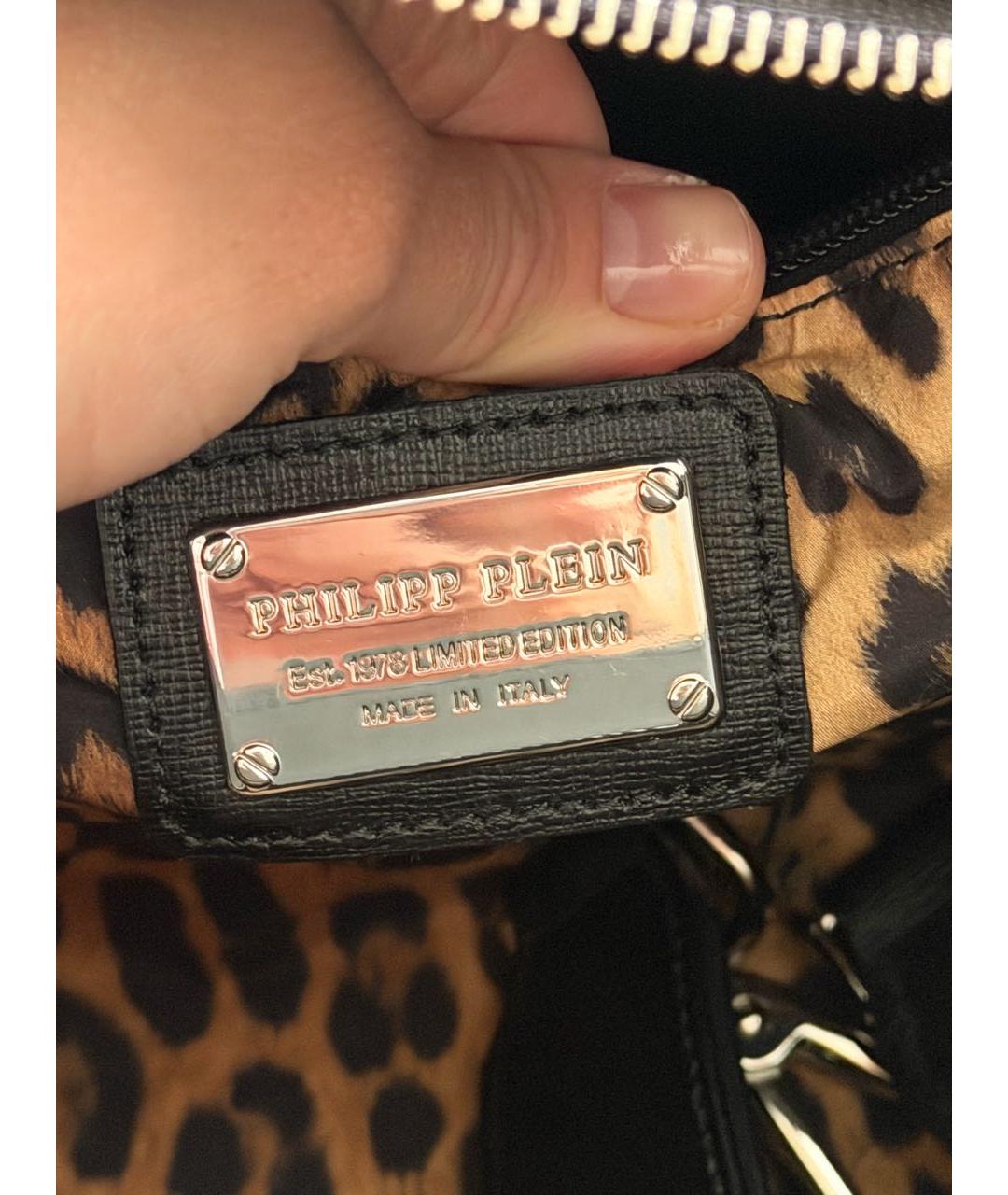 PHILIPP PLEIN Черная кожаная сумка тоут, фото 6