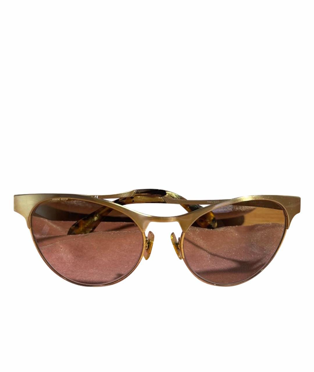 MIU MIU Золотые металлические солнцезащитные очки, фото 1